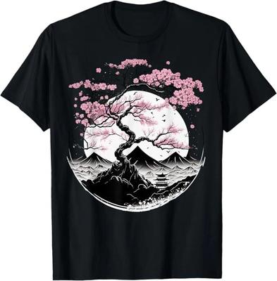 T-shirt Geisha Giardino Sakura Giapponese Monte Fuji Fiore di Ciliegio
