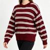2026 Fall/Winter Women's Color Block Stripe Knit Pullover Sweater - Casual Versatile Round Neck