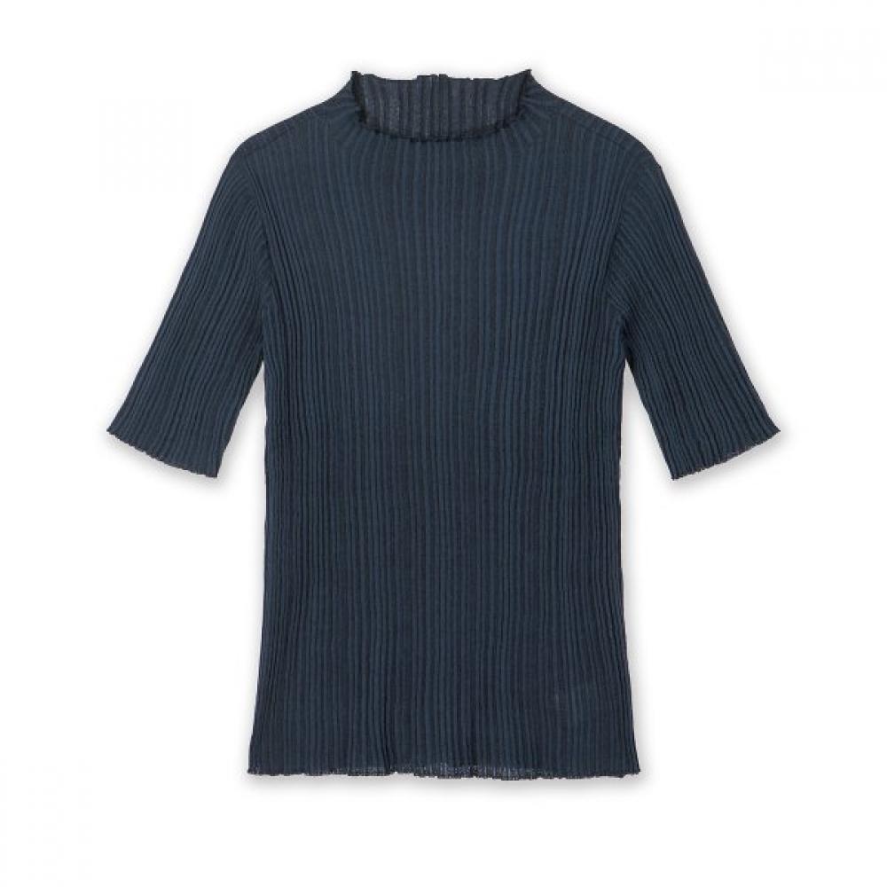 Furina Techno Pleats Cotton Silk Short Sleeve Knit navy/M (90)