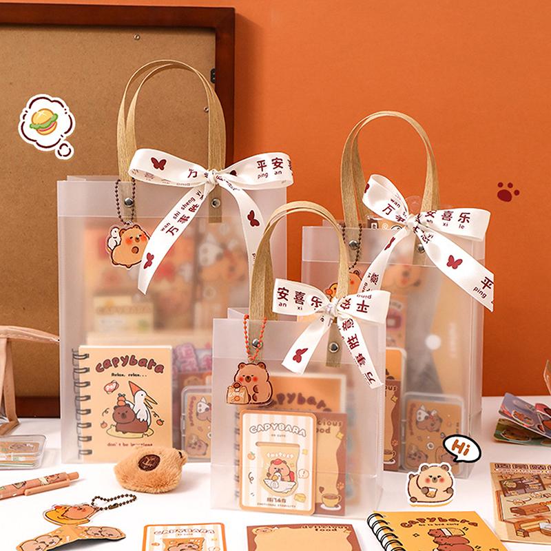 1 Sada Kawaii Kapybara Papírnictví Set Kreslený Roztomilý Kabelka Papírnictví Set Kancelářské Potřeby Studentské Papírnictví Dárky k Narozeninám