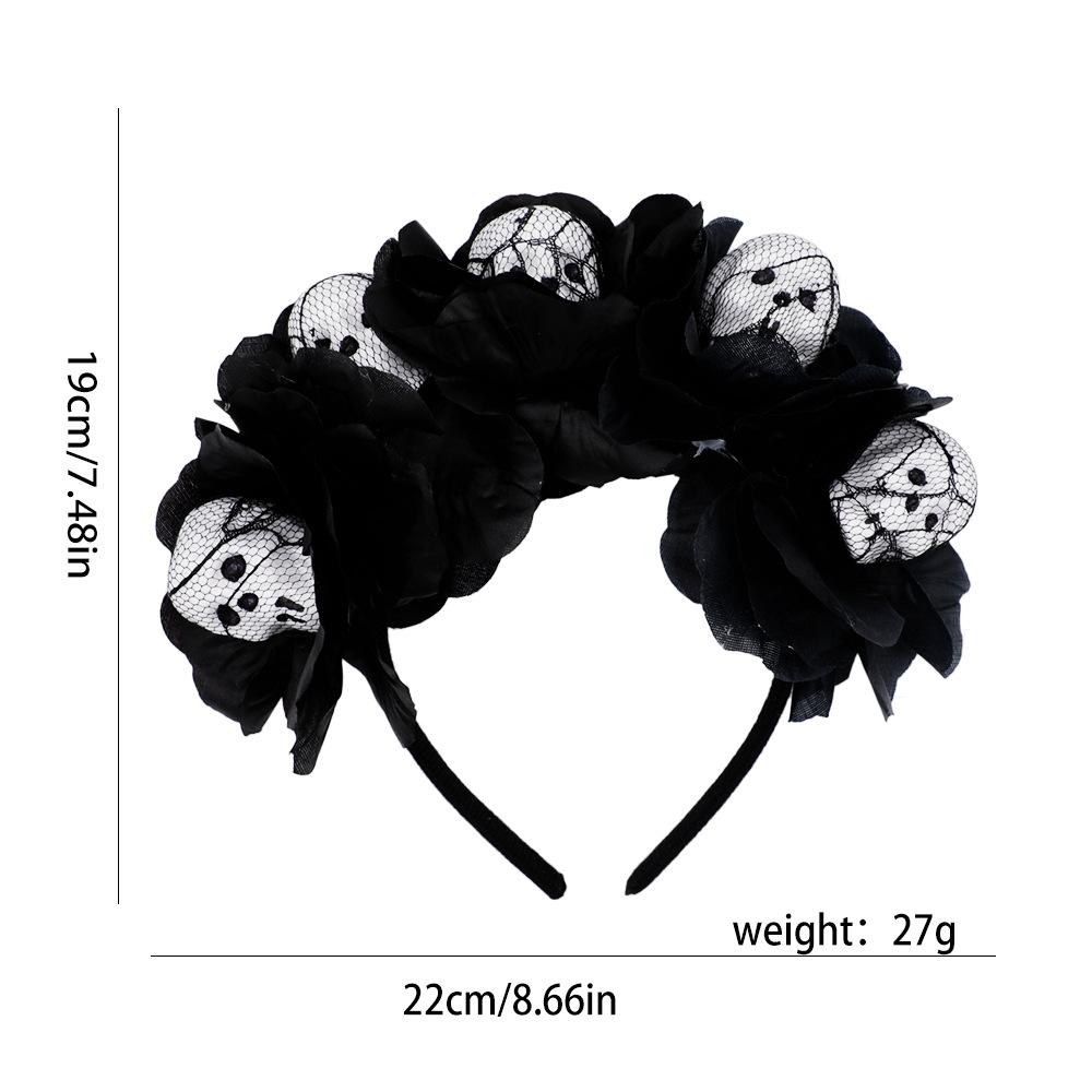 Skull Gothic Lace Party Headband Halloween Black Rose Hair Accessories Day Of The Dead Hair Clip