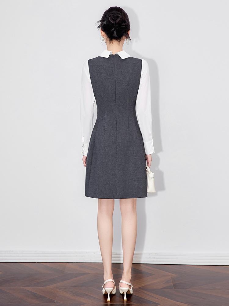 Altersreduzierendes Süßes Retro Preppy Zweiteilerkleid - Taillenbetonend, Kleiner Duftstil für Frauen