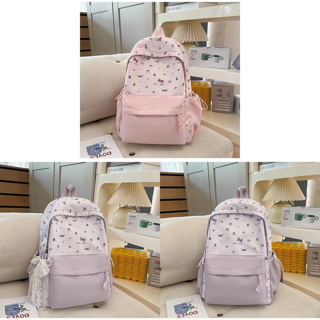 School Backpack For Girls With Oxford Fabric And Butterfly Bow For Teen Study Use