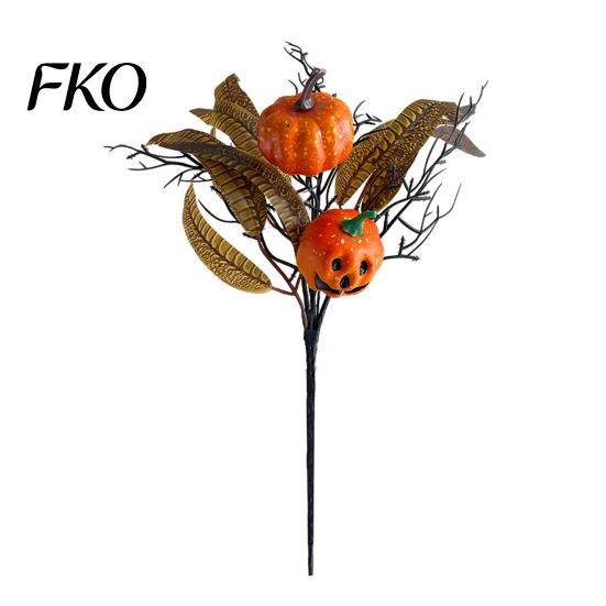 Spooky Flower Arrangement Halloween Flowers Bouquet Decorations, Black Artificial with Pumpkin Rose Eucalyptus Maple Leaf Dried Leaves Stems