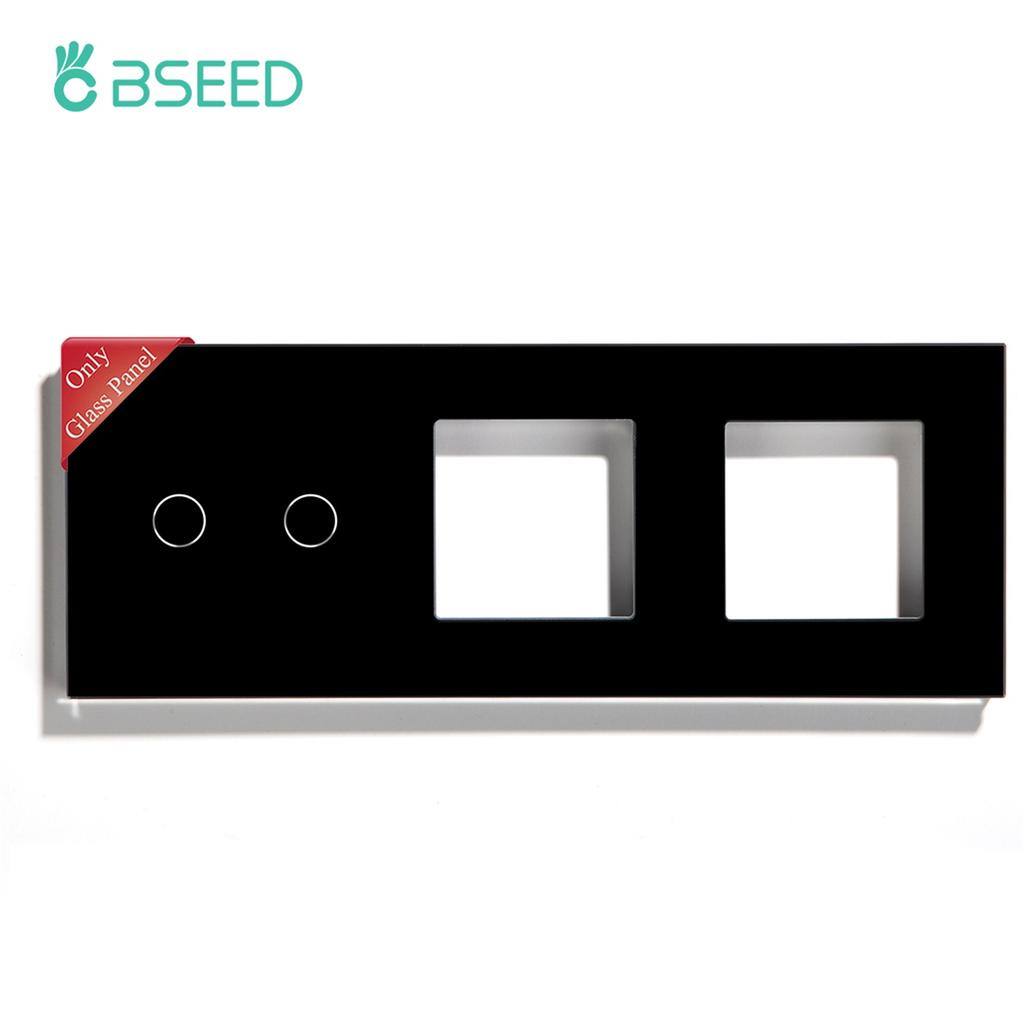 Bseed EU-Standard Kristallglas Schalterrahmen Selbst-Design Steckdosenleiste DIY Teil Heimwerker Weiß Schwarz Gold Grau 228mm