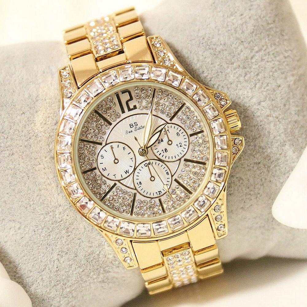 New Diamond Women Luxury Brand Watch Rhinestone Elegant Ladies Watches Gold Clock Wrist Watches For Women Relogio Feminino