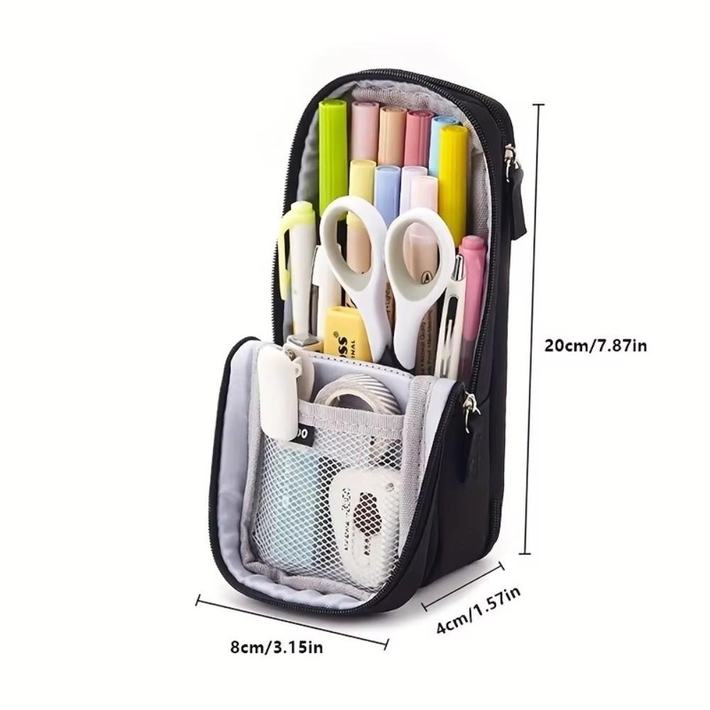 Double-layer Pen Bag Foldable Pencil Pouch New Pencil Case  School Office