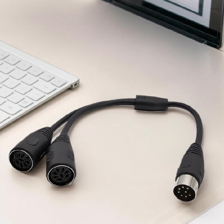 Câble Splitter DIN 8 broches 1 Mâle vers 2 Femelles Câble Adaptateur en Y pour Son et Vidéo