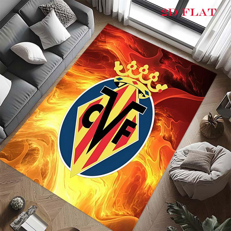 Tappeto Tappeto con Logo Villarreal per Soggiorno Camera da Letto Casa Decorazione Divano, Tappetino Antiscivolo per Giochi Bambini
