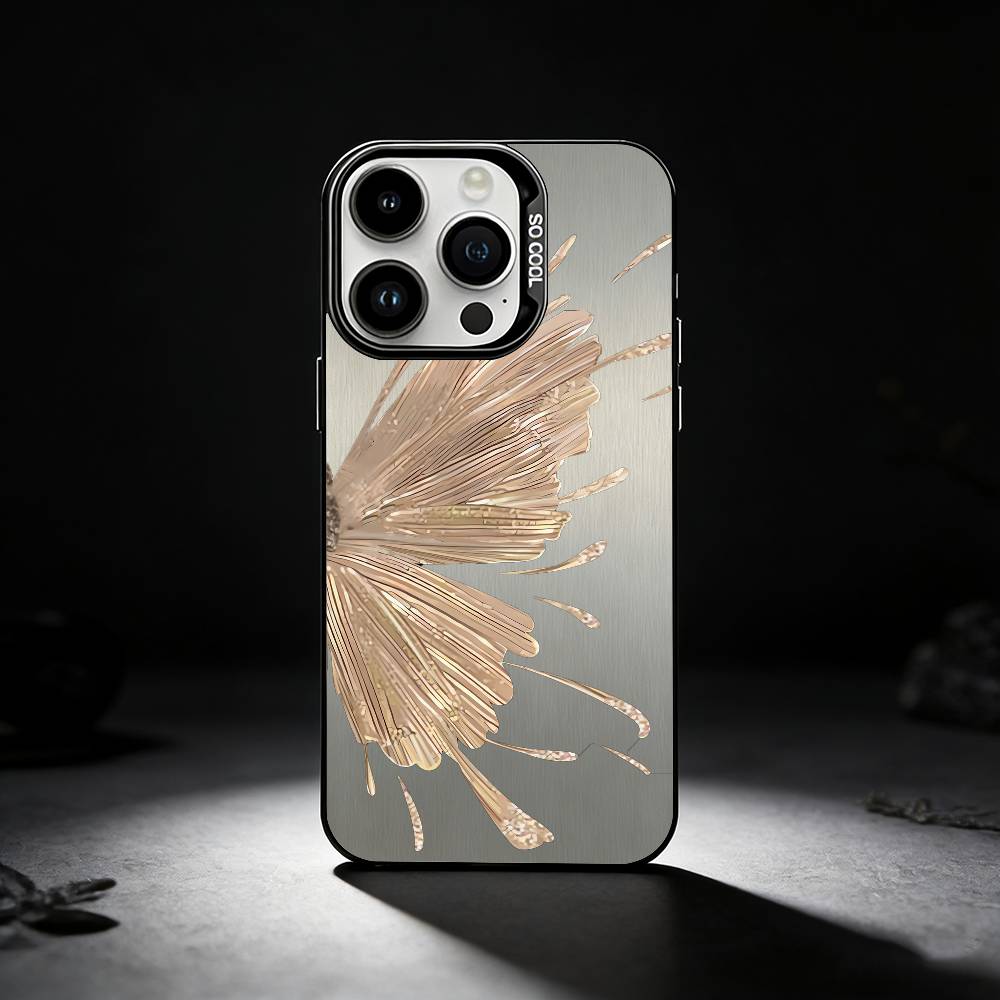 Embossed Butterfly Pattern Phone Case For iPhone 17,16,15,14,13,12,11 Plus,Pro Max,XS,Colored silver phone case iPhone17PRO