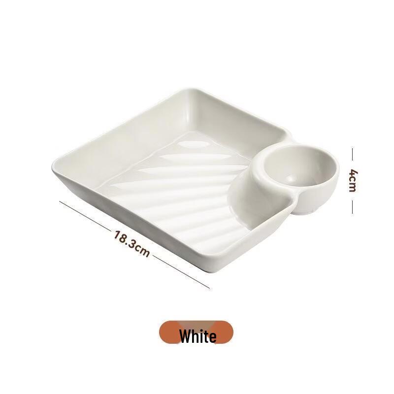 

Japanese Style Square Dumpling Plate with Dipping Dish