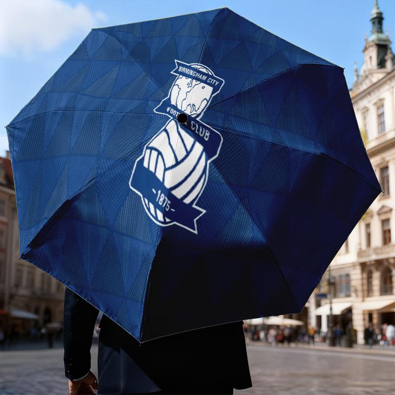 Parapluie Pliant Automatique Birmingham Football Club - Parapluie de Voyage à 8 Baleines avec Ouverture/Fermeture Automatique et Cadeaux Portables pour les vacances ou les anniversaires