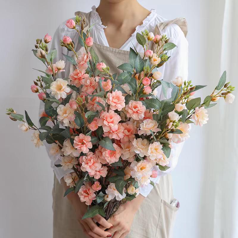 Artificial Wild Camellia Flower LongBranch Peach Blossom Plum for Wedding Home Table Decor Photography Flower Decorative Flores