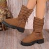 Fashion New Winter Plush Snow Boots Woman Flannel Thick Sole Shoes Women Mid-Calf Boots Lace Up Women's Boots Plus Size 43