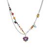 Color Beaded Love Flower Zircon Necklace Female Sweet Cool Hot Girl Wind Collarbone Chain Niche Design Accessories