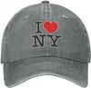 Ich liebe New York Denim Baseballkappe Baumwolle Gewaschen Verstellbar Unisex Cool Dad Hat Sport Outdoor Cowboyhut Einheitsgröße