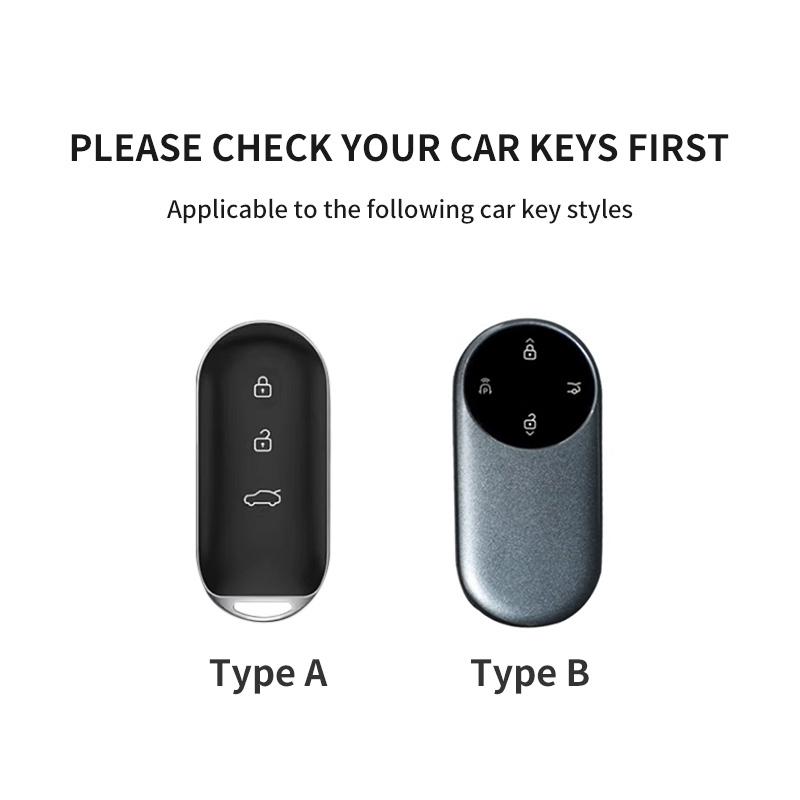 Fit For Huawei Aito M5 M7 M8 M9 - Genuine Genuine Leather Auto Smart Key Fob Cover Case Keyless Protector Housing Mount Key Ring Keyring