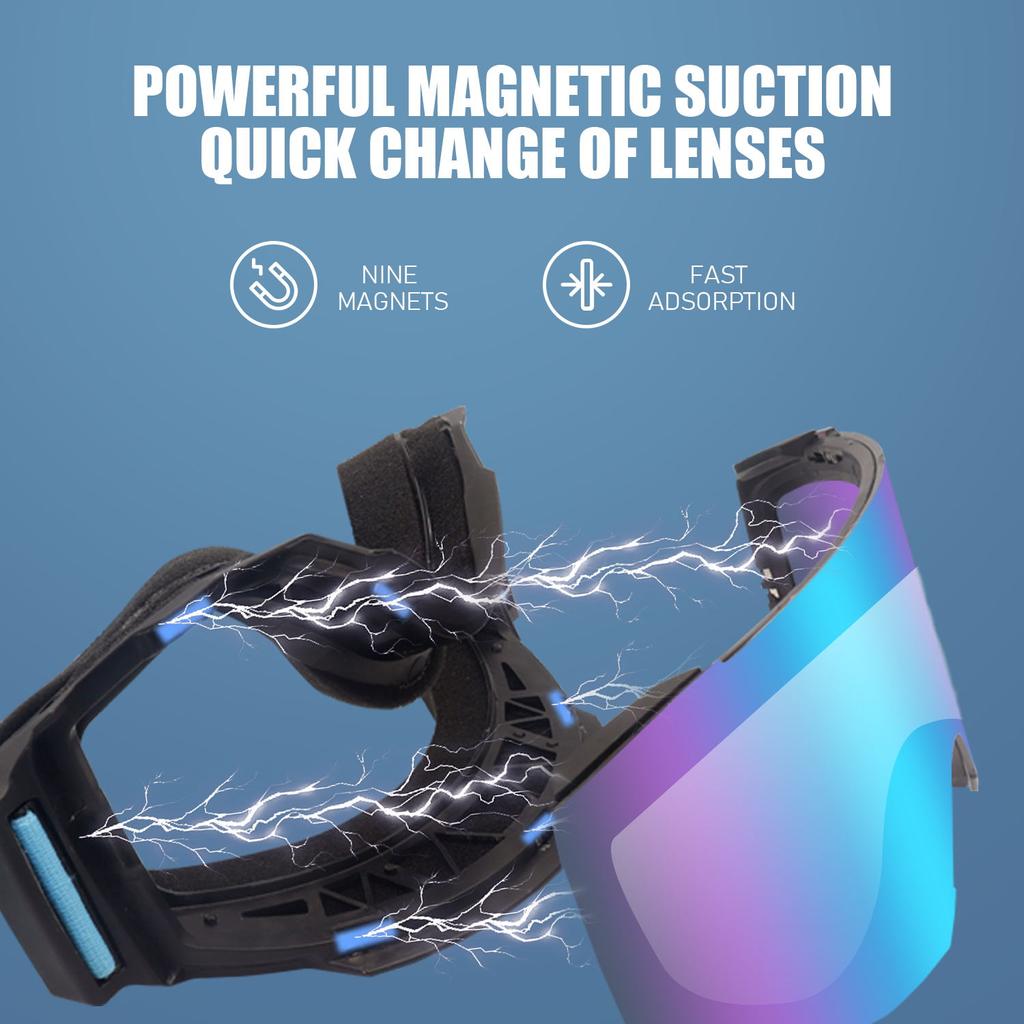 NICESEEM K018 Custom Anti-UV Winter Sport Ski Eyewear Cylindrical Magnetic Snowboard Goggles Magnet Electroplated Dazzling