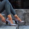2021 Frühling Herbst Große Größen Keilabsatz Spitze Damenmode High Heels