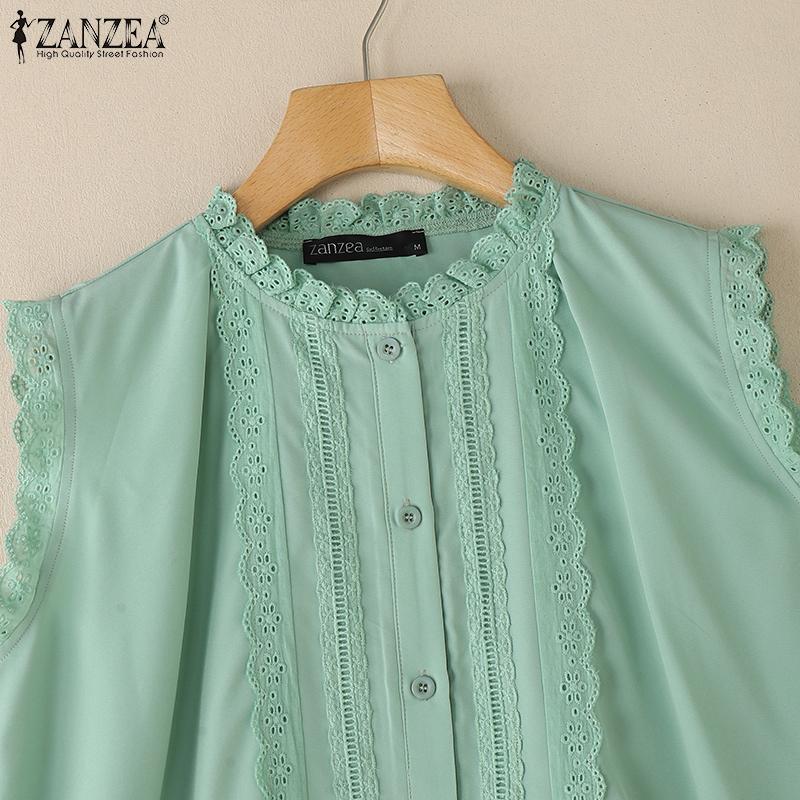 ZANZEA Damen Lässige Rundhals Aushöhlen Sommer Ärmellose Tanktops