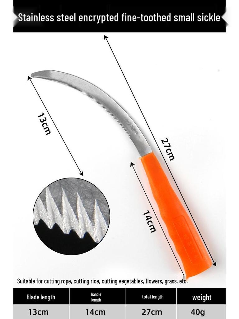 All-Steel Curved Dual-Use Outdoor Sickle: Manganese Steel Weeding and Grass Cutting Tool