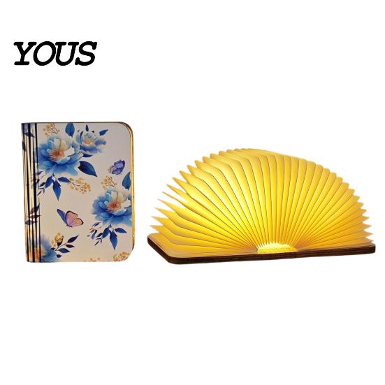Creative Gift for Women Portable LED Book Light, Wooden Magnetic Foldable Night Lamp with Stepless Dimming, Artistic Shaped USB