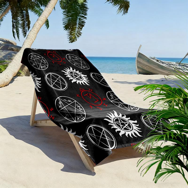 Supernatural Print Beach Towel, Large Soft Quick Dry Towel for Beach Camping Swimming