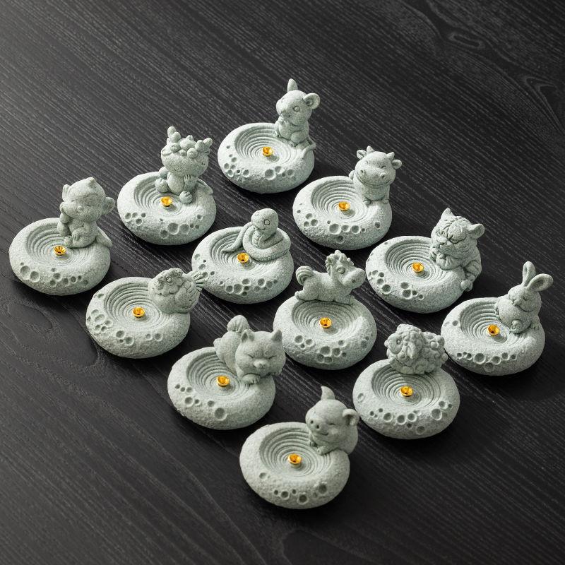 Sand Stone, Twelve Zodiac Animals,Pet Fragrance Seat,Living Room,Indoor Incense,Sandalwood,Tea Ceremony,Desktop Decoration