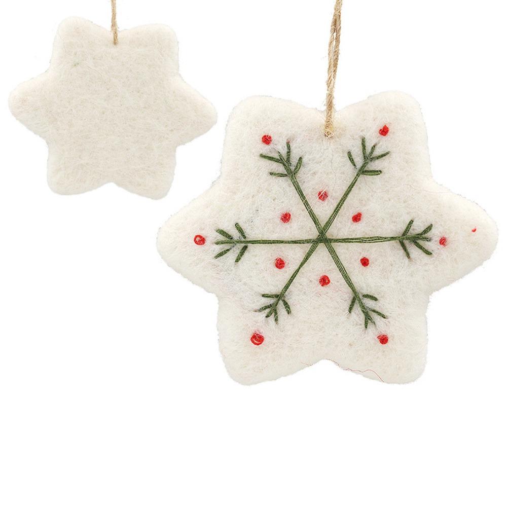 Felt Christmas Felt Ornaments Lightweight Embroidered Snowflake Snowflake Ornaments Assorted Shapes Hanging Cord