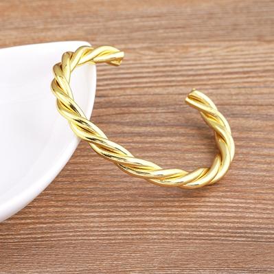 

Nidin Top Quality Unique Design Twisted Cable Wire Bangle Fashion Gold Plated Cuff Bracelet Party Birthday Adjustable Jewelry 56-58mm золотой