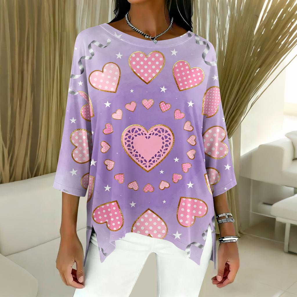 Damen 3/4-Ärmel Shirts Grafik-T-Shirts Shirts Lässige Basic-Tops Pullover