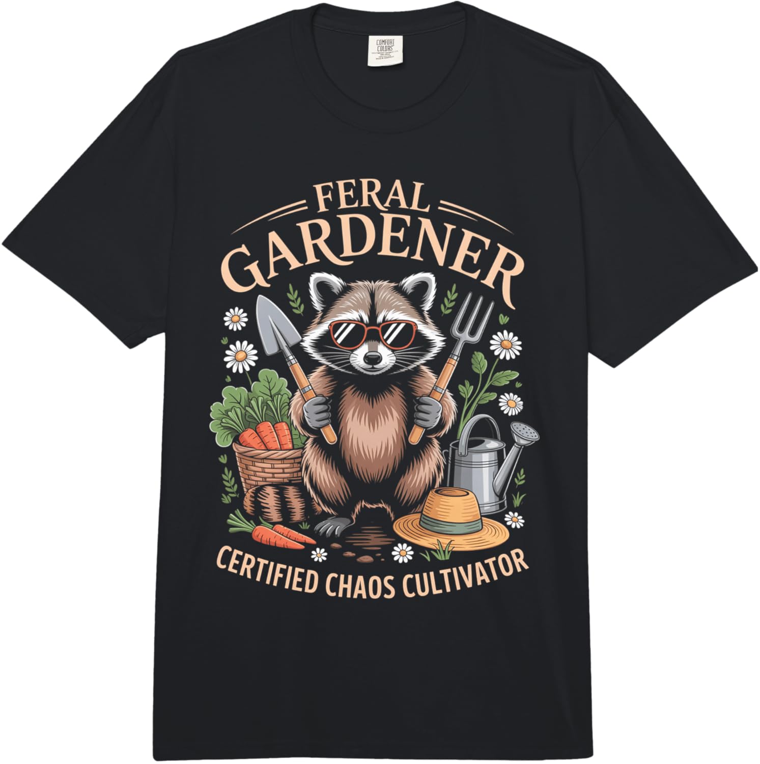 

Feral Gardener Raccoon Funny Chaos Cultivator Graphic Comfort Colors Adult Heavyweight T-Shirt 5XL різнокольоровий