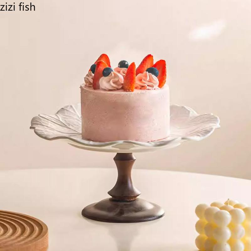 High Footed Cake Tray Dim Sum Dish Dessert Plate Cake Stand Display Stand Pastry Plate Fruit Bowl Snack Bowl Bread Plates