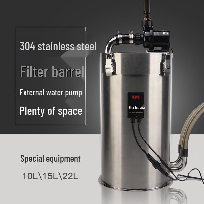 Large Capacity Silent Aquarium Filter with 304 Stainless Steel External Barrel