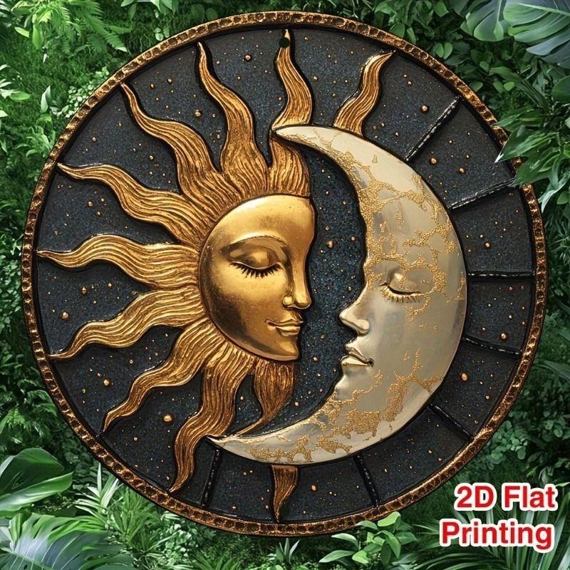 Retro Metal Tin Sign Art Circle 20x20cm Wall Decor for Living Room Bedroom