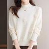 Navava Women Solid Rose Point Mock Neck Long Sleeve Knit Sweater Nk3491