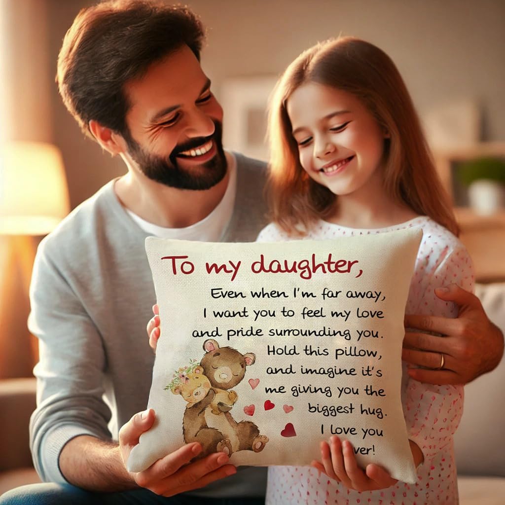 Daughter Gifts from Mom18x18 Throw Pillow Cover - Best Daughter Ever from Mom & Dad, Birthday Gifts for Daughters, to My Beloved, Decorative Pillow