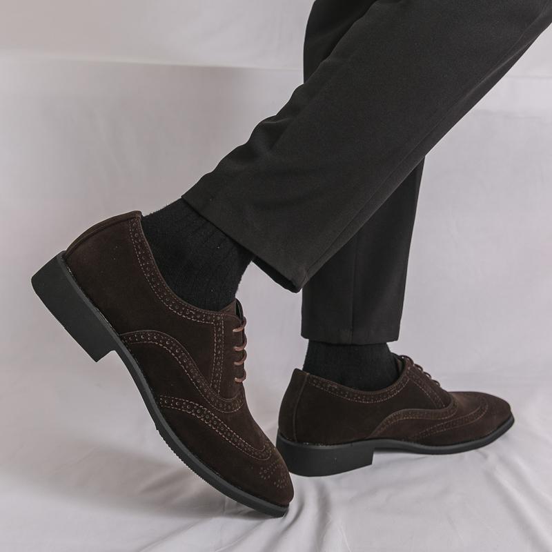 Luxury Fashion Designer New Men's Pointed Black Brown Wedding Oxford Brogues Shoes Male Formal Dress Footwear Zapatos Hombre