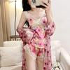 New women's summer ice silk pajamas sexy chest pads spring and autumn suspenders Internet celebrity shorts two-piece loungewear set