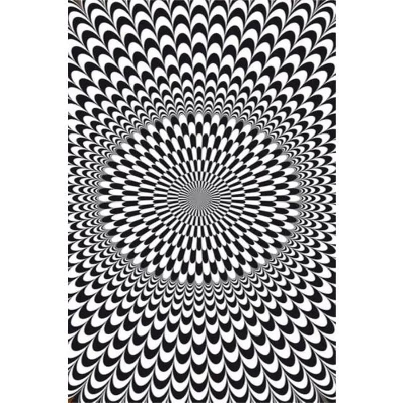 Stampe Poster con Illusioni Ottiche Astratte Per Soggiorno Decorazioni per la Casa Bianco e Nero Trippy Psichedelico Pittura su Tela Arte da Parete