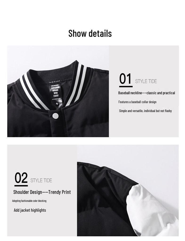 Men's Trendy 2025 Autumn/Winter Cotton Baseball Jacket - Loose, Warm Coat