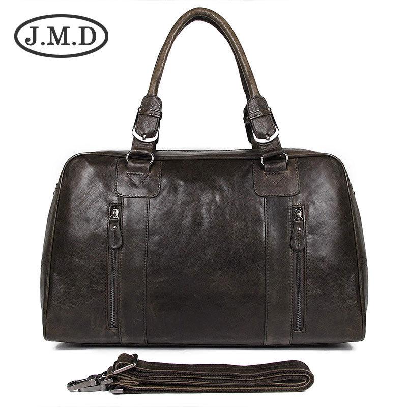 

Мужская дорожная сумка Jiameida из вощеной кожи - Ретро, для коротких поездок, для бизнеса и отдыха на открытом воздухе темно-серого