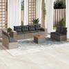 VidaXL Garden Lounge Set 9 Pcs with Grey Cushions Wicker 3225409