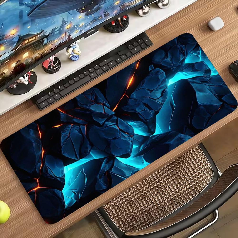 Neon Geometric Maze Abstract Art Large Gaming Mouse Pad Non Slip Rubber Desk Mat For Laptop Keyboard Home Office Workspace