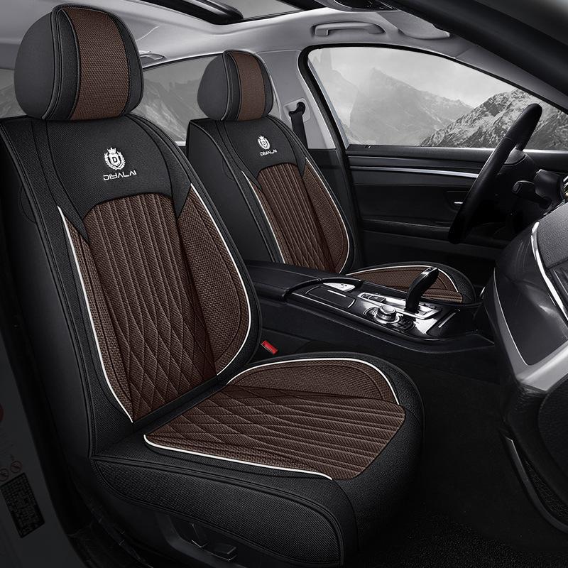 Five-Seat Car Interior Set/All Seasons/Easy Design/Durable/Breathable/Fully Covered in Linen/Universal Seat Cover/Six Colors/Easy Maintain/Install