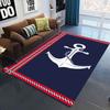 Nautical Theme Floor Mat, Various Marine Patterns Like Anchor Ship Wheel and Lighthouse Home Decor Non Slip Carpet