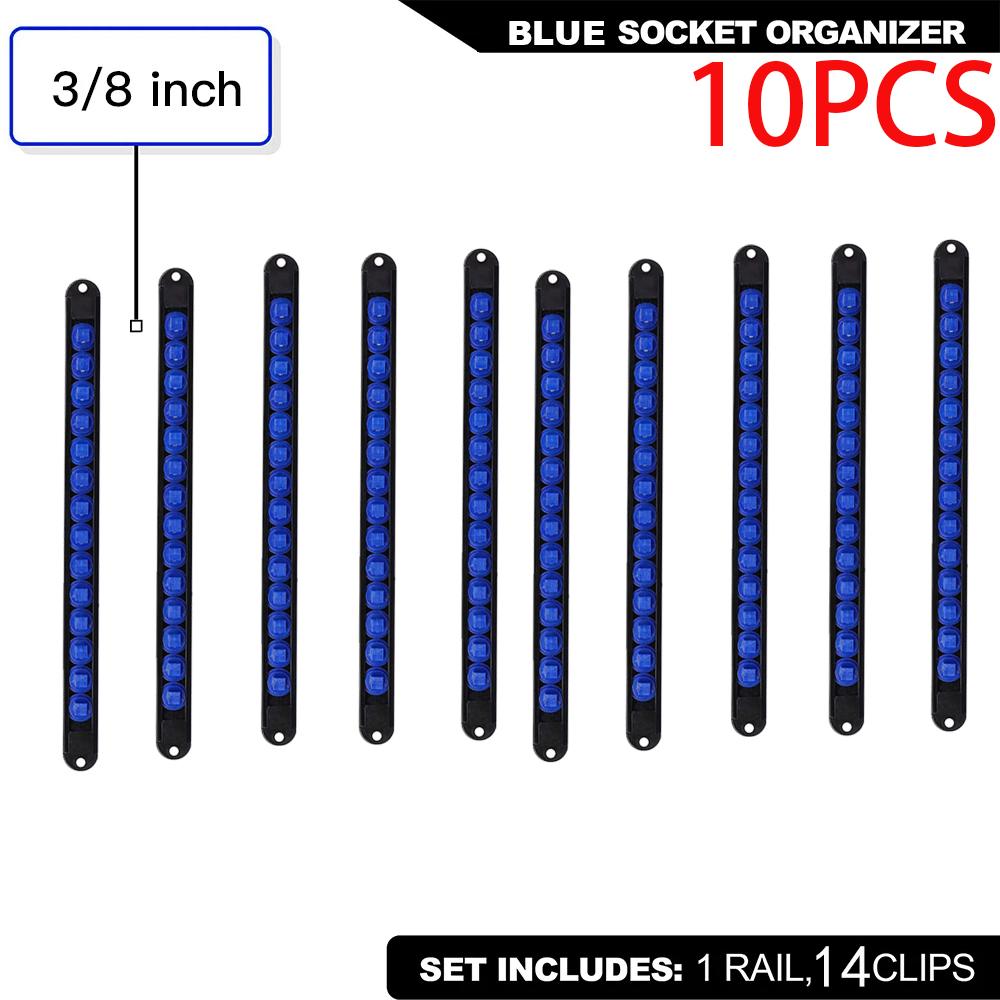 ABS Socket Organizer 360° Swivel 1/4Inch 3/8Inch 1/2Inch Premium Quality Socket Clip Rail Holder socket organizer tools Blue