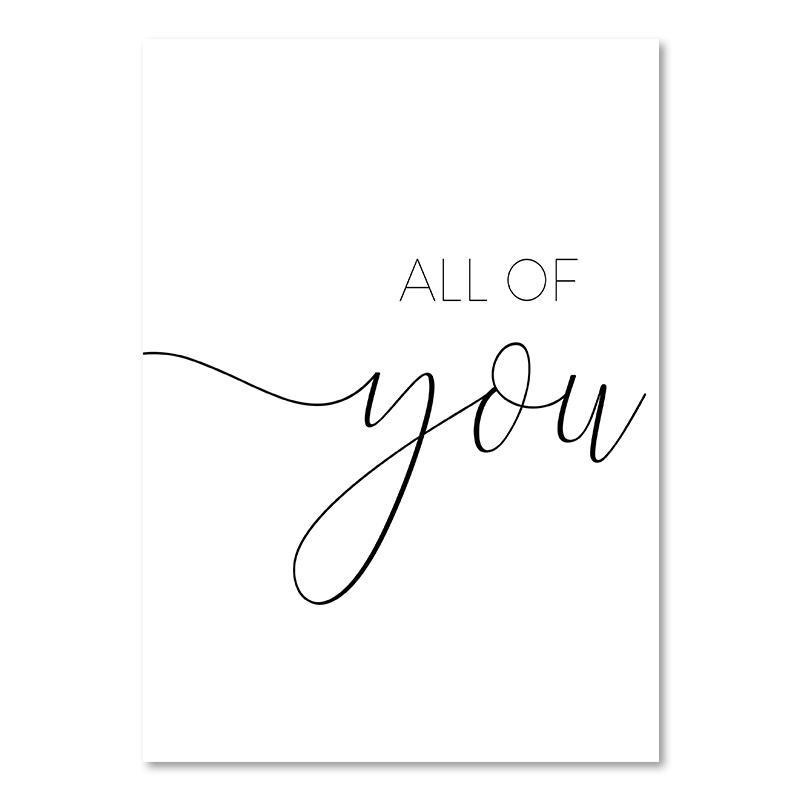 Schwarz-weißes Lebenszitat auf Leinwand, Gemälde im skandinavischen Stil, Liebesposter und Druck, nordische Wandbilder für Wohnzimmer, Heimdekoration