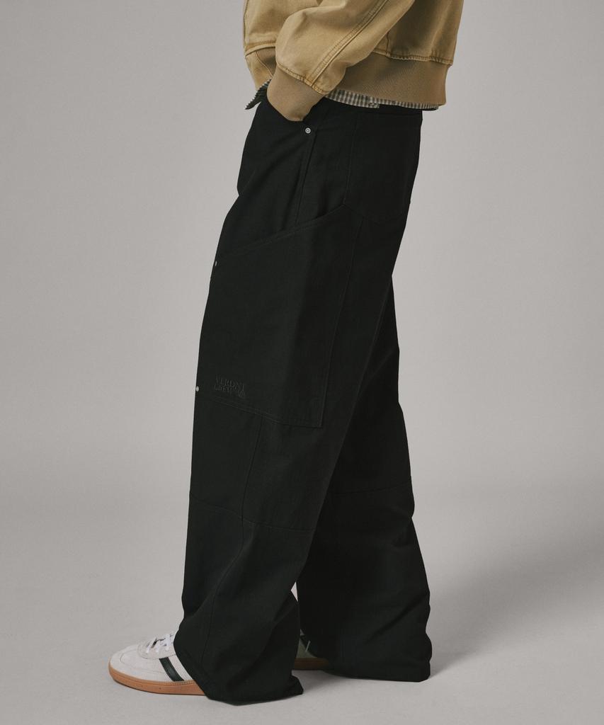 Beodeonteu Utility Side Big Pocket Wide Pants [Black]