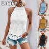 DICFY Women's Fashion Casual Summer Spring O-Neck Sleeveless Blouses & Shirts